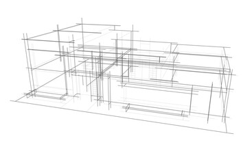 Architectural background 3d rendering on white background