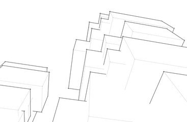 Architectural background 3d rendering on white background