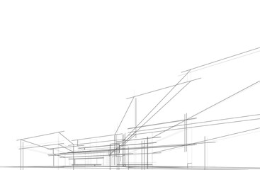 house building sketch architecture 3d illustration