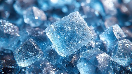 Obraz premium Close-up of sparkling blue crystals, resembling ice or mineral formations.