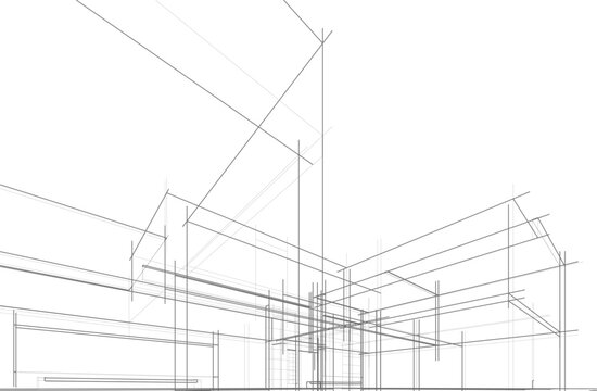 house building sketch architecture 3d illustration
