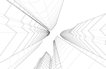 Architectural background 3d rendering on white background