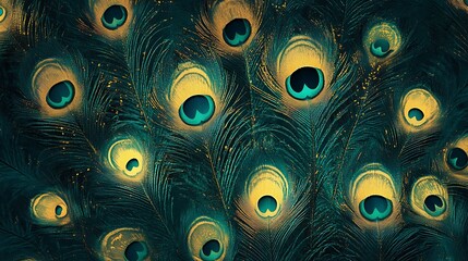 Obraz premium Striking peacock feather composition in bold hues images