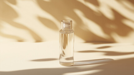 Elegant Glass Perfume Bottle with Soft Shadows – AI Generated Image