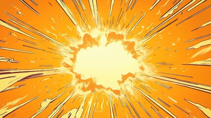 Blank Yellow Comic-Style Background with Thunder Lightning Bolts for Dramatic Dialog or Caption