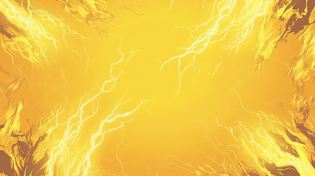 Blank Yellow Comic-Style Background with Thunder Lightning Bolts for Dramatic Dialog or Caption