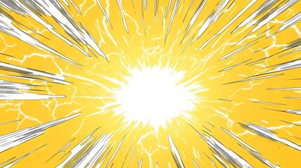 Blank Yellow Comic-Style Background with Thunder Lightning Bolts for Dramatic Dialog or Caption
