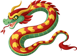 Naklejka premium Cute dragon, snake seamless horizontal border pattern design with beautiful scene background swirl clouds, mountain, and wavy sea lines. Chinese decorative elements. 