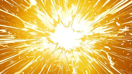 Blank Yellow Comic-Style Background with Thunder Lightning Bolts for Dramatic Dialog or Caption