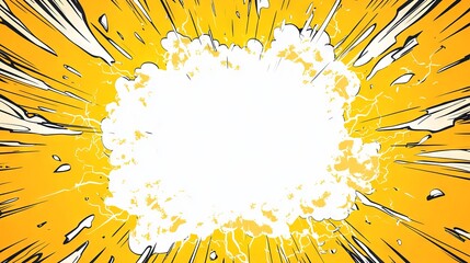 Blank Yellow Comic-Style Background with Thunder Lightning Bolts for Dramatic Dialog or Caption
