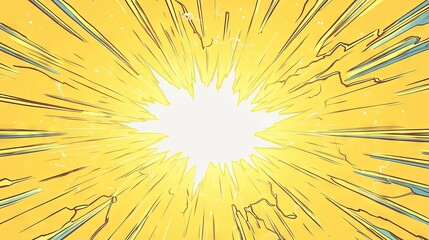 Blank Yellow Comic-Style Background with Thunder Lightning Bolts for Dramatic Dialog or Caption