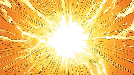 Blank Yellow Comic-Style Background with Thunder Lightning Bolts for Dramatic Dialog or Caption