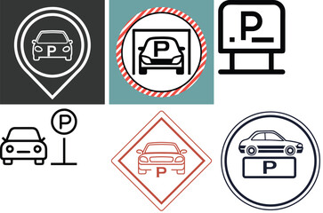 Parking Icon Set – Vector Art Illustration Bundle for Transportation and Urban Design