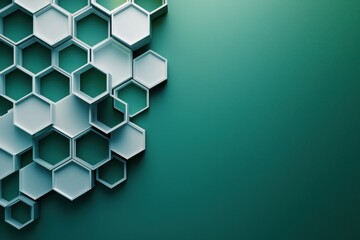 Abstract Hexagon Pattern on Teal Background - Modern Geometric Design