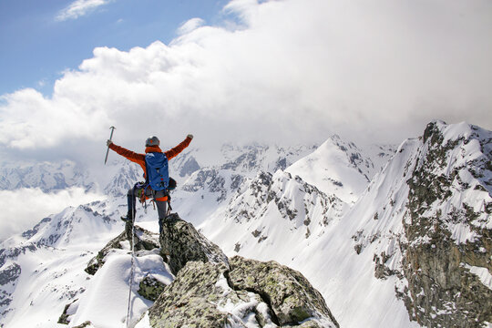 alpinism in the snowy mountains