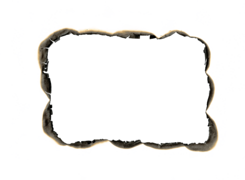 burnt paper isolated on a transparent background, paper burned old grunge abstract background texture, Burnt edge paper on a transparent background