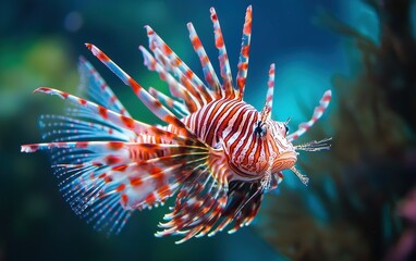 National Geographic Fierce Lionfish spreading its venomous spines, its vibrant red and white stripes warning predators to stay away