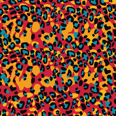 Abstract modern leopard seamless pattern. Animals trendy background. Color decorative vector stock illustration for print, card, postcard, fabric, textile. Modern ornament of stylized skin.