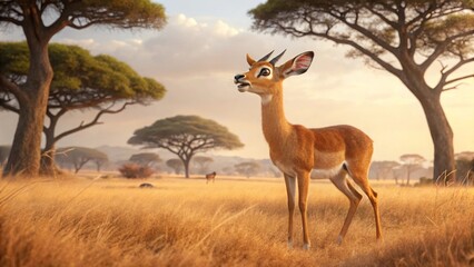 Naklejka premium Graceful antelope in the savanna africa wildlife photography natural habitat side view serenity of nature