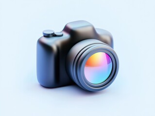 digital camera icon with colorful lens reflection