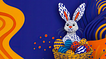 Fototapeta premium Cheerful Easter Bunny Embraces Spring With Vibrant Colors in a Whimsical Celebration of Joy