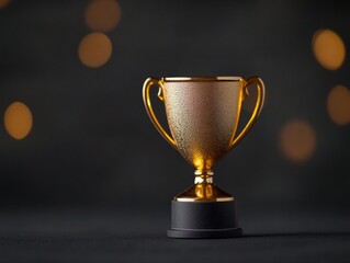 gold trophy on black background