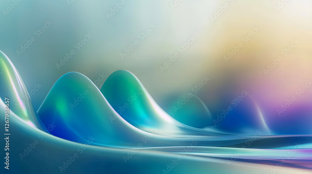 Poster Monolithic Forms Rise in an Endless Expanse of Haze With Shifting Iridescent Light