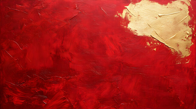 un fondo rojo pintado en acrilico o en acuarela con espacio de copia con detalles en dorado textura decorativa