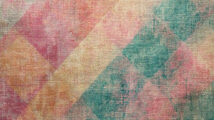 Multicolor abstract painted canvas with geometric patterns in pastel shades