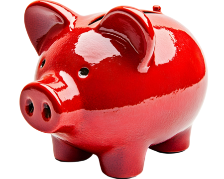 A red piggy bank symbolizing financial savings and budgeting.