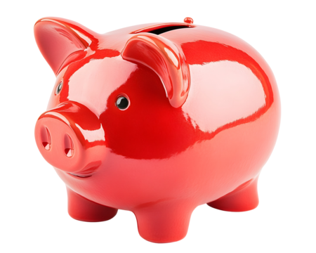 A red piggy bank symbolizing financial savings and budgeting. - Powered by Adobe