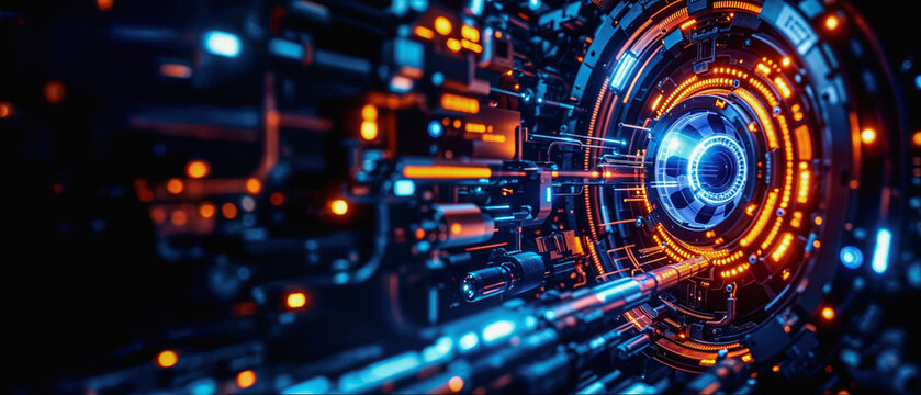 The fusion of quantum computing and teleportation concept, a high-tech backdrop.