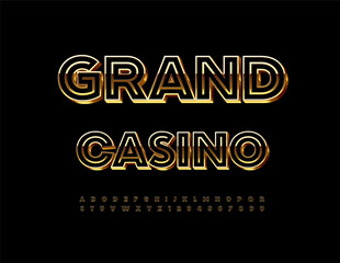 Obraz premium Vector Luxury emblem Grand Casino. Cool Black and Font. Chic Digital Alphabet Letters and Numbers set