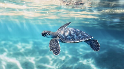 Baby turtle in the water