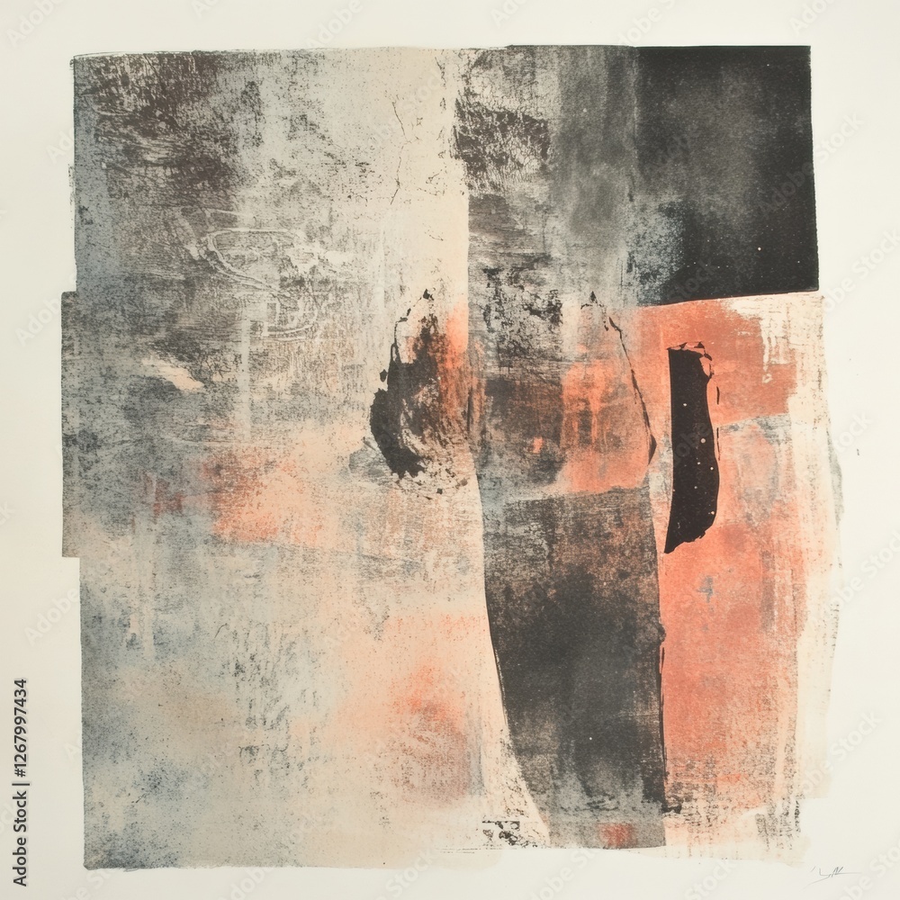 Poster abstract artwork showcasing bold colors and textures in a modern composition with dynamic contrasts.