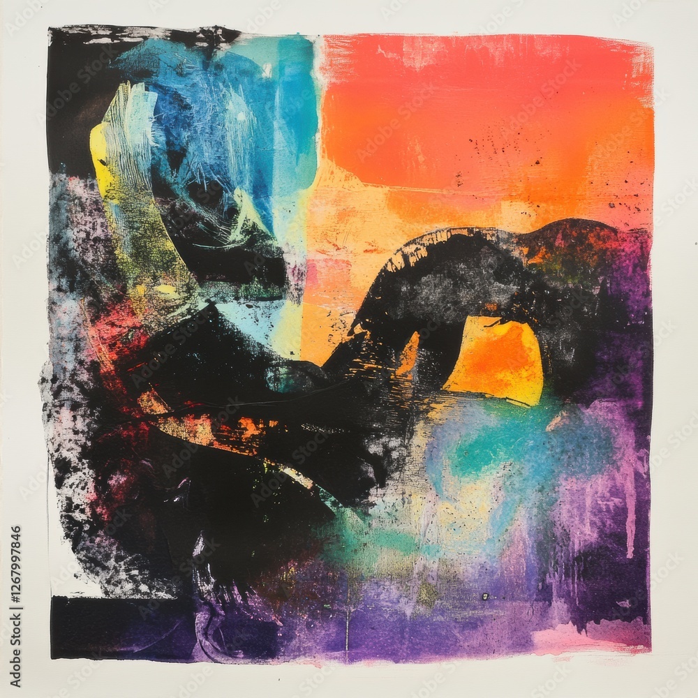 Aufkleber colorful abstract artwork showcasing vibrant patterns and textures on a white canvas. generative ai