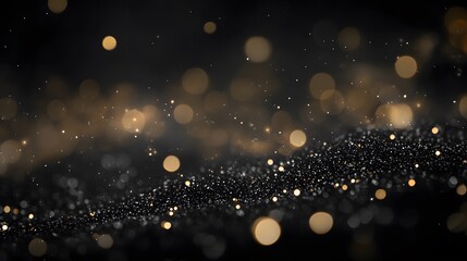Obraz premium Elegant Black and Gold Glitter Bokeh Background - Luxury Sparkling Texture for Branding, Graphic Design & Digital Wallpapers