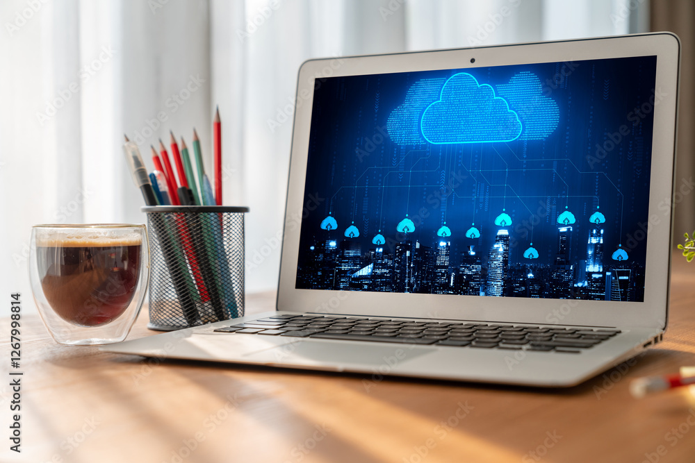 Poster cloud computing software for modish remote work and personal data storage