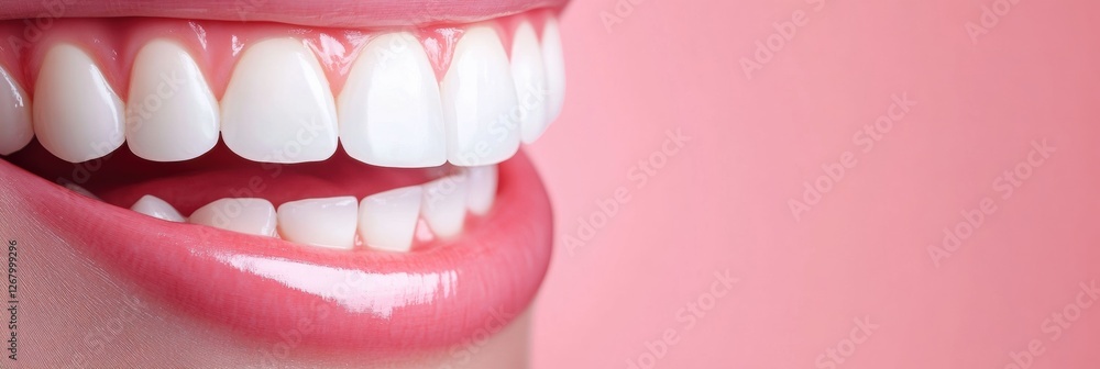 Poster transformation of teeth before and after whitening procedure in a dental office setting. generative 