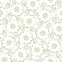 Vector floral pattern in olive color.