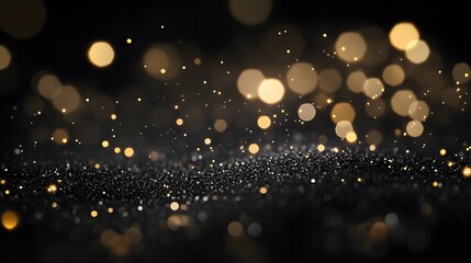 Elegant Black and Gold Glitter Bokeh Background - Luxury Sparkling Texture for Branding, Graphic Design & Digital Wallpapers