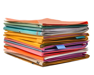A stack of financial reports with colorful charts and graphs showcasing business data.