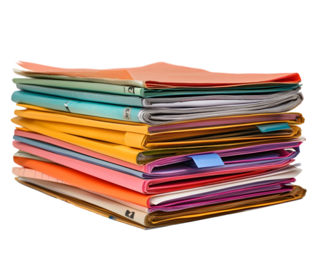 A stack of financial reports with colorful charts and graphs showcasing business data.