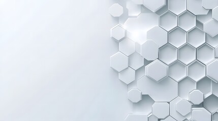 Minimalist White Hexagonal 3D Abstract Background - Modern Geometric Design for Branding, Web Graphics & Digital Art