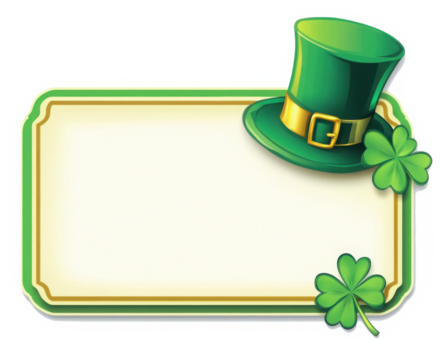 St patrick's day celebration with blank frame Decor with leprechaun hat and shamrock leaf vector illustration.  - Powered by Adobe