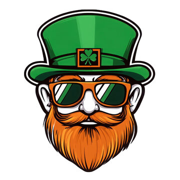 recommend clip art: Stylish hipster Irish man in leprechaun hat, vector illustration for St. Patrick's day