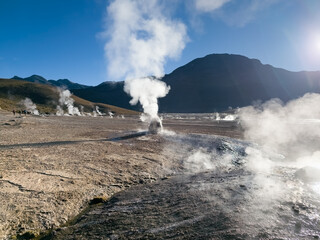 Geyser valley in Atacama desert, Chile