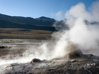 Geyser valley in Atacama desert, Chile