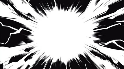 Blank Black Comic-Style Background with Thunder and Lightning Bolts for Dramatic Dialog or Caption Setting  
