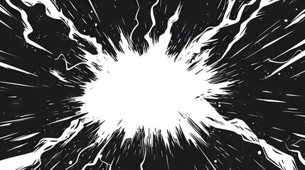 Blank Black Comic-Style Background with Thunder and Lightning Bolts for Dramatic Dialog or Caption Setting  
